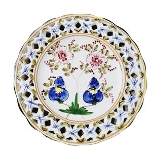 Set Of 3 Jay Willfred 9.25" Decorative Floral Plate Made In Portugal Andrea